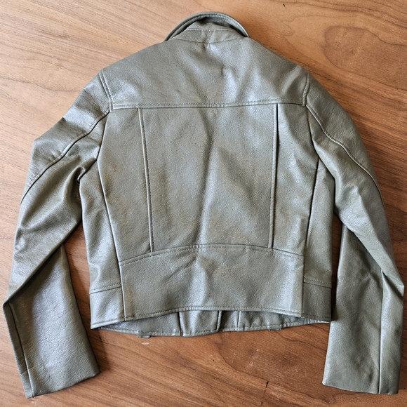 Dynamite faux leather moto jacket. Size XS. Olive green. Great condition. - Picture 2 of 13